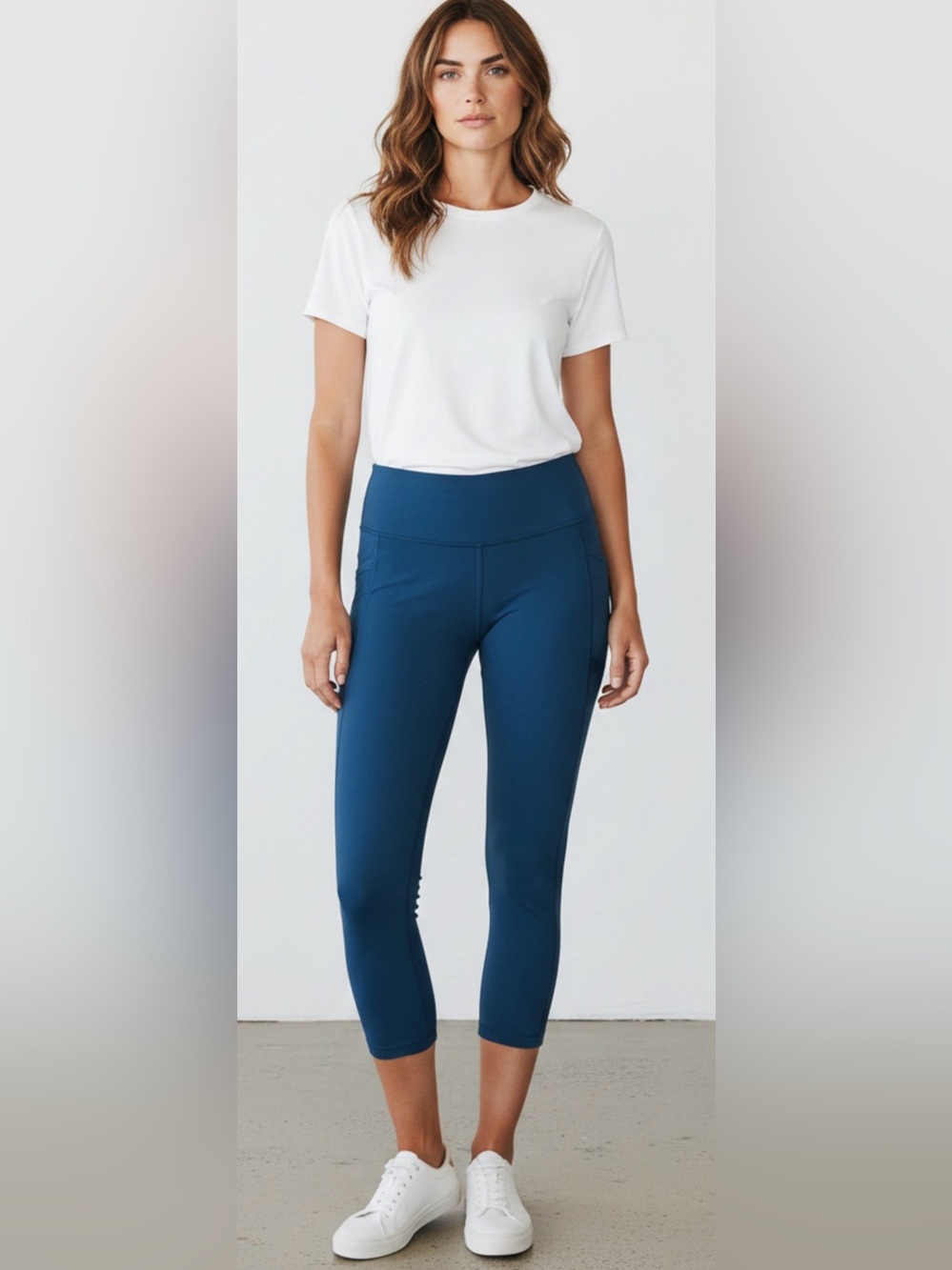 Athleta Interval Stash Capri Dark Lapis Blue
